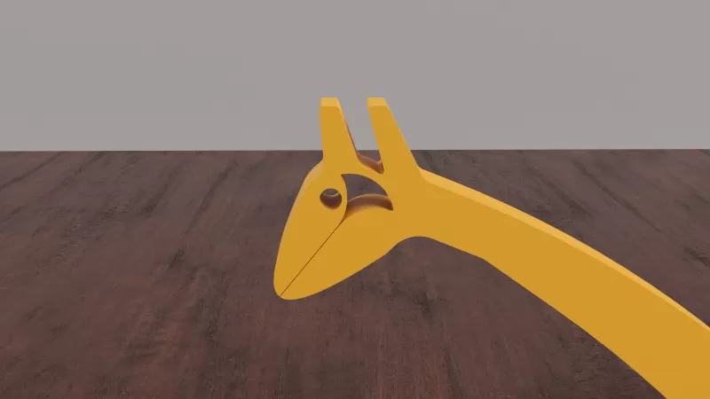 Giraffe-shaped post-it storage with spring mouth holder - Model preview 2