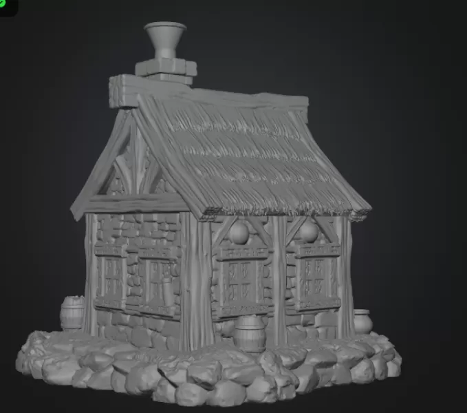 Fantasy Alchemist Cottage STL File for 3D Print - Model preview 11
