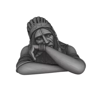 Worried Native Man Character Decorative Figurine 3D Print Model - Model thumbnail 3