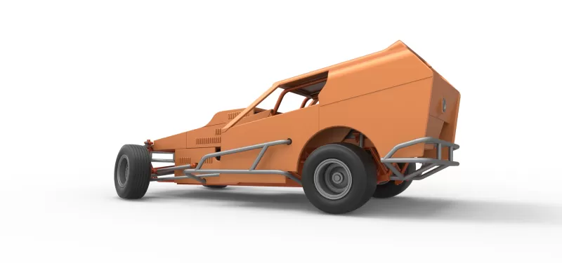 Vintage Dirt Modified stock car Version 3 while turning 1:25 - Model preview 13
