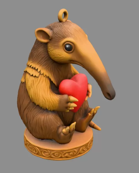 Cute Anteater STL File – 3D Printable Valentine Figurine - Model preview 5