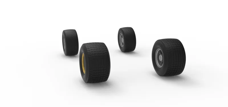 Wheel Set of Vintage Dirt late model Race car V4 Scale 1:25 - Model preview 9