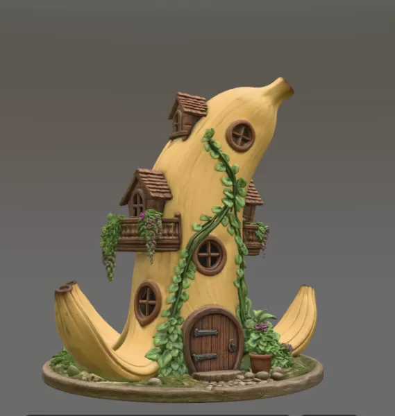 Banana Fantasy House STL File for 3D Printing - Model preview 3