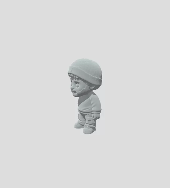 Bearded Figurine in a Black Beanie - Model preview 2