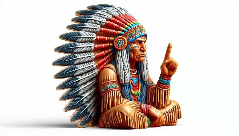 Old Native Indian Man Detailed Character Bust Sculpture Model - Model preview 1