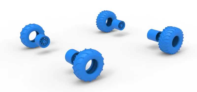 Wheel set of Mud dragster Version 3 Scale 1:25 - Model preview 11