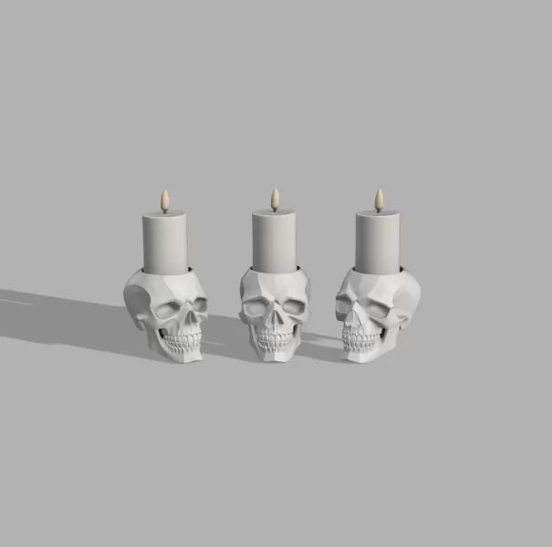 Skull Candle Holder - Gothic Decor - Model preview 4