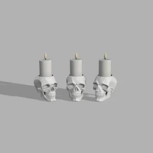 Skull Candle Holder - Gothic Decor - Model thumbnail 4