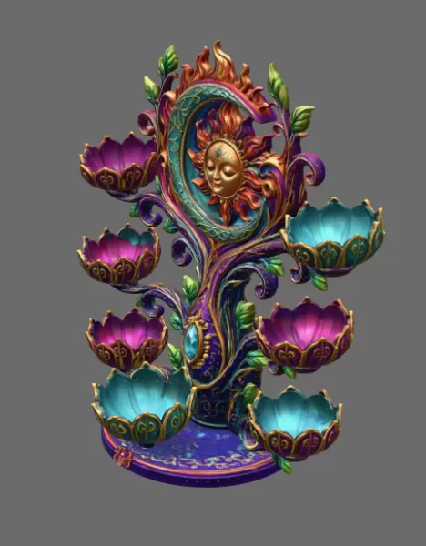 Celestial Sun and Moon Organizer STL File for 3D Print - Model preview 9