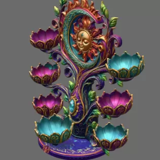 Celestial Sun and Moon Organizer STL File for 3D Print - Model thumbnail 9