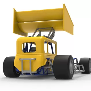 Vintage Winged Supermodified stock car Version 3 Scale 1:25 - Model thumbnail 19