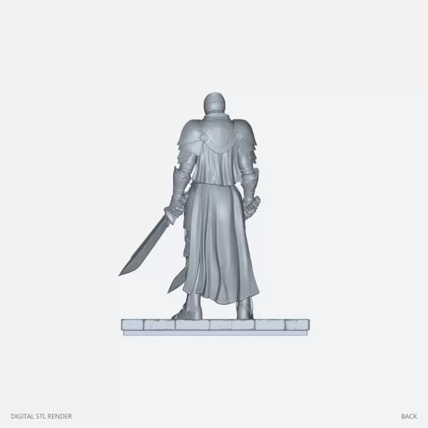 Closed Helmet Dual-Sword Warrior Statue - STL - Model preview 4
