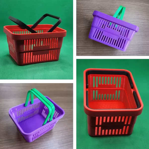 3D Mini Shopping Basket, Organizer Storage Box, Home & Office - Model preview 2