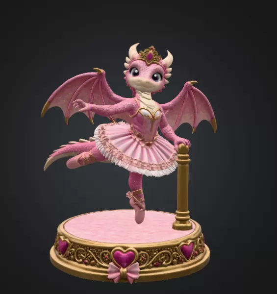 Ballerina Dragon Princess STL File for 3D Printing - Model preview 4