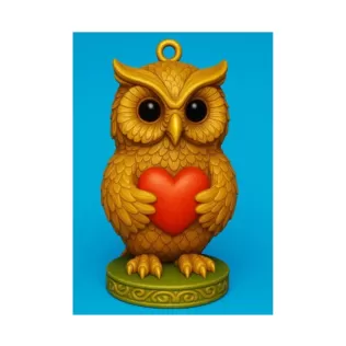 Owl with Heart - Highly Detailed Figurine Pendant