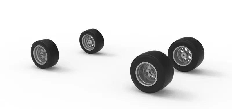 Wheel Set of Experimental Pavement Silver Crown Car Scale 1:25 - Model preview 7