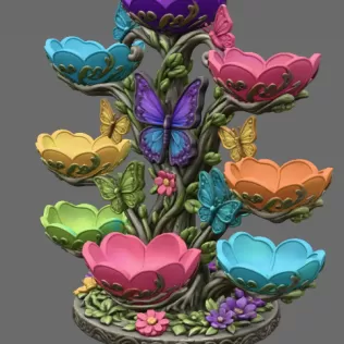 Butterfly Flower Bowl Organizer STL File for 3D Print - Model thumbnail 9