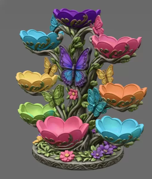 Butterfly Flower Bowl Organizer STL File for 3D Print - Model preview 9