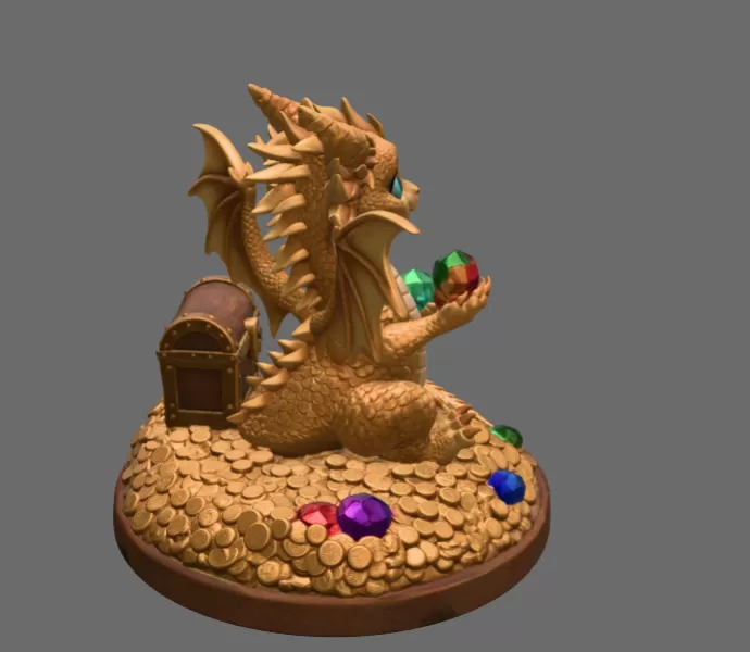 Treasure Guardian Dragon STL File 3D Print - Model preview 3
