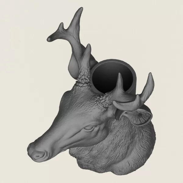 Deer Head Vase Print Ready 3D Model - Model preview 2