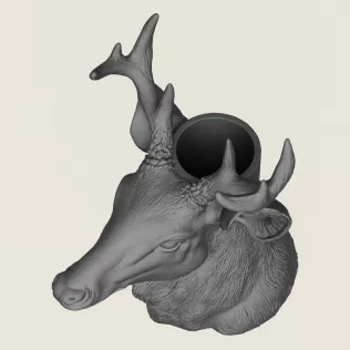 Deer Head Vase Print Ready 3D Model - Model thumbnail 2