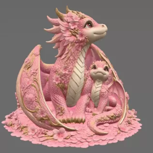 Cherry Blossom Dragon Family STL File for 3D Print - Model thumbnail 6