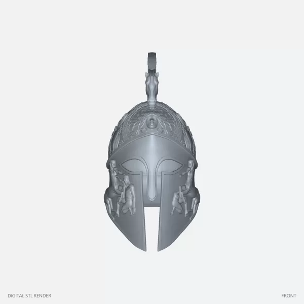 Ornate Horse-Crest Helmet Miniature - 100 mm STL - Model preview 2