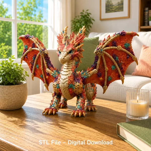 🐉 Coral Reef Dragon STL File for 3D Print - Model preview 1