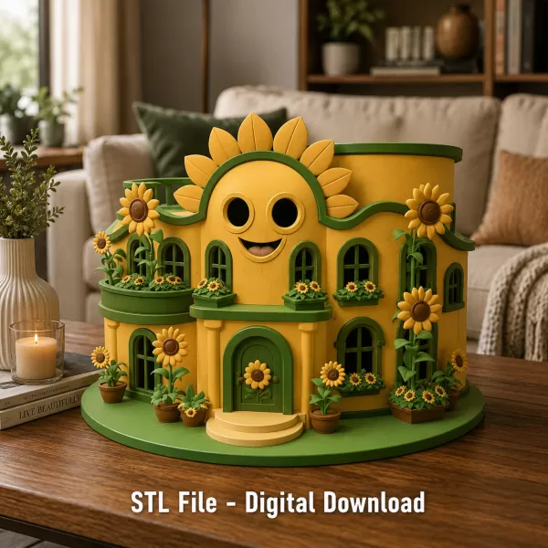 🌻 Happy Sunflower House STL File for 3D Print - Model preview 4