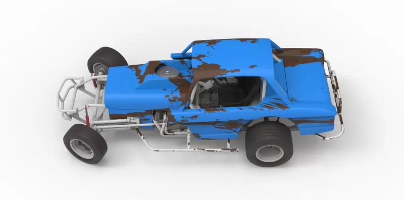 Vintage Dirt Modified stock car V10 while turning Scale 1:25 - Model preview 10