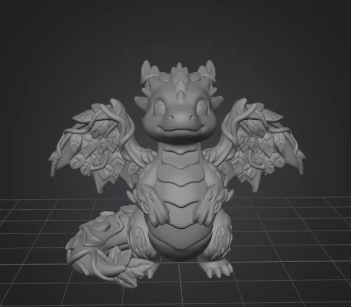 Wood Dragon – STL File 3D Printable Fantasy Dragon Figurine - Model preview 9
