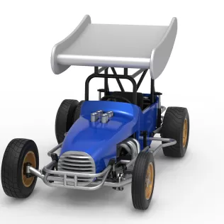 Vintage Winged Supermodified stock car for Dirt V2 Scale 1:25 - Model thumbnail 5
