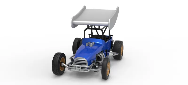 Vintage Winged Supermodified stock car for Dirt V2 Scale 1:25 - Model preview 5