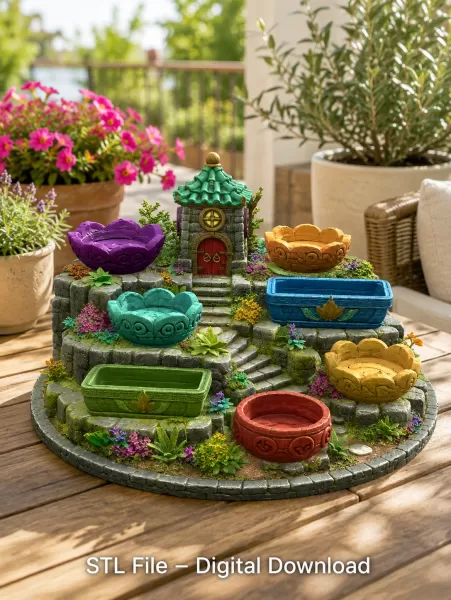 Fantasy Village Jewelry Organizer STL File for 3D Print - Model preview 5