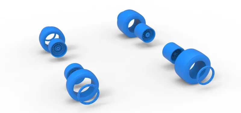 Wheel Set of Vintage Pavement Silver Crown Car Scale 1:25 - Model preview 11