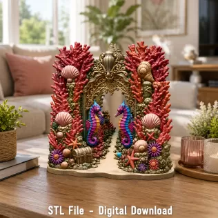 Coral Seahorse Fantasy Gateway STL File for 3D Print - Model thumbnail 7