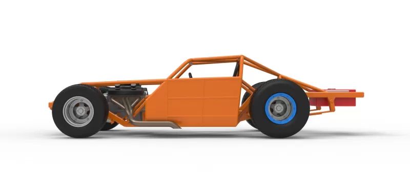 Vintage Dirt late model Race car Base Version 4 Scale 1:25 - Model preview 8
