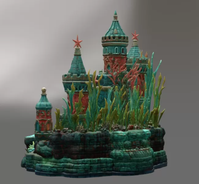 Coral Kingdom Fantasy Castle STL File for 3D Print - Model preview 12