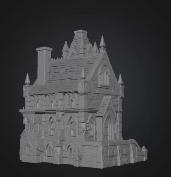Dark Fantasy Mansion STL File for 3D Printing - Model preview 11