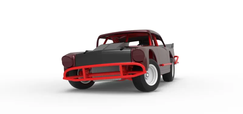 Vintage Dirt Modified stock car V9 while turning Scale 1:25 - Model preview 6