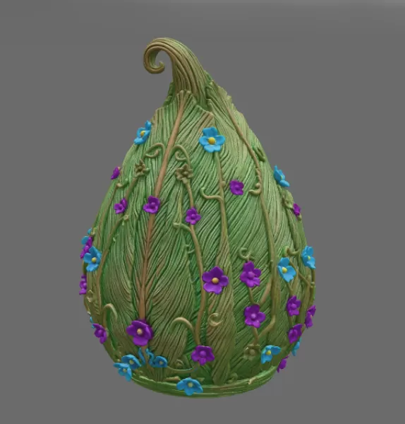 Enchanted Leaf Fairy House STL File 3D Printable Fantasy Cottage - Model preview 6