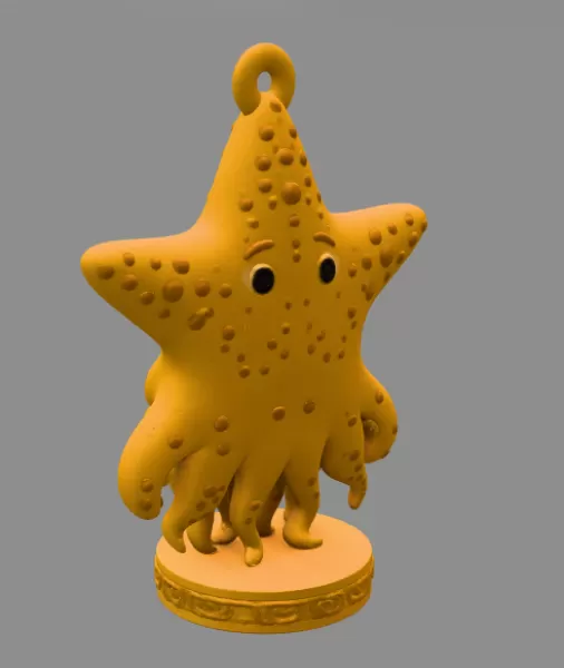 Cute Starfish with Heart – 3D Printable STL File - Model preview 5