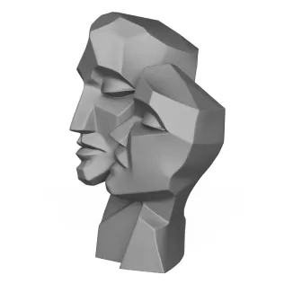 Couple Head Statue 3D Print Model - Model thumbnail 2
