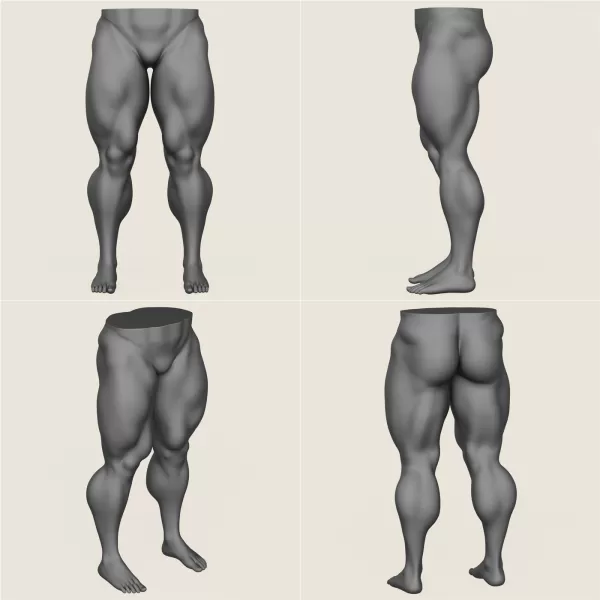 Muscular Man Leg Pose Collection - Model preview 2