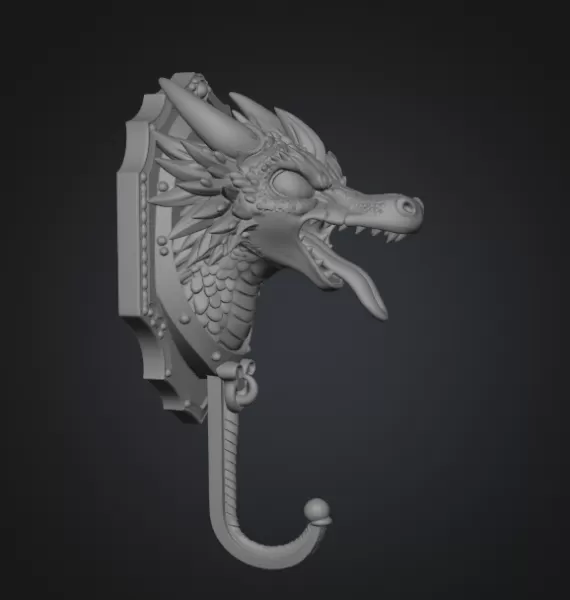 Dragon Wall Hook – STL File for 3D Printing - Model preview 11