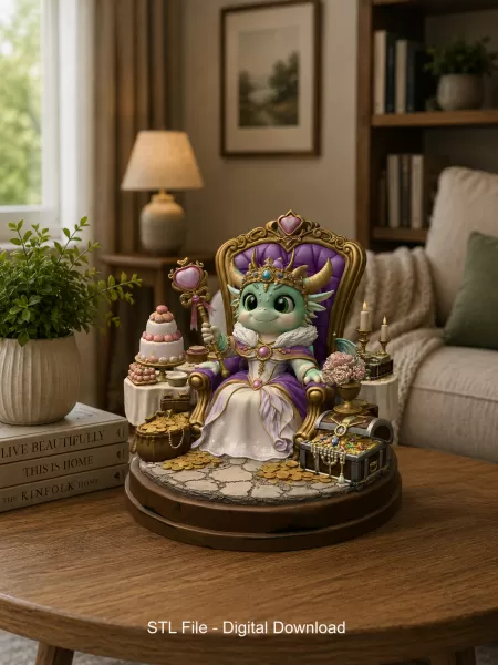 Royal Dragon Queen STL File for 3D Print - Model preview 2