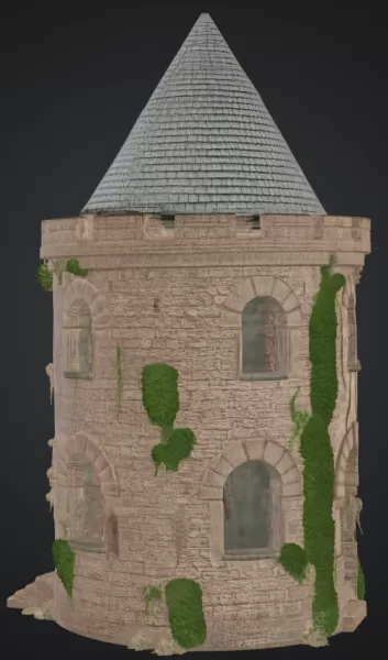 Runder turm mit spitzdach und schornstein - Model preview 2