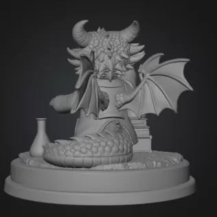 Cute Scientist Dragon Figurine STL File for 3D Print - Model thumbnail 9