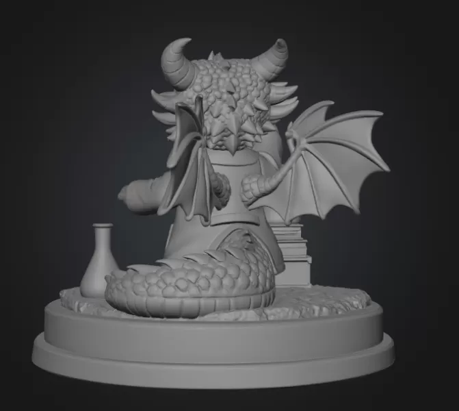Cute Scientist Dragon Figurine STL File for 3D Print - Model preview 9