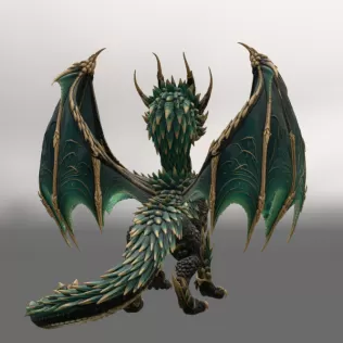 Emerald Crown Dragon STL File for 3D Print - Model thumbnail 8